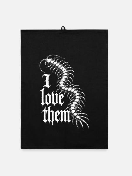 Scolopender Fan - Organic dish towel - black - Front