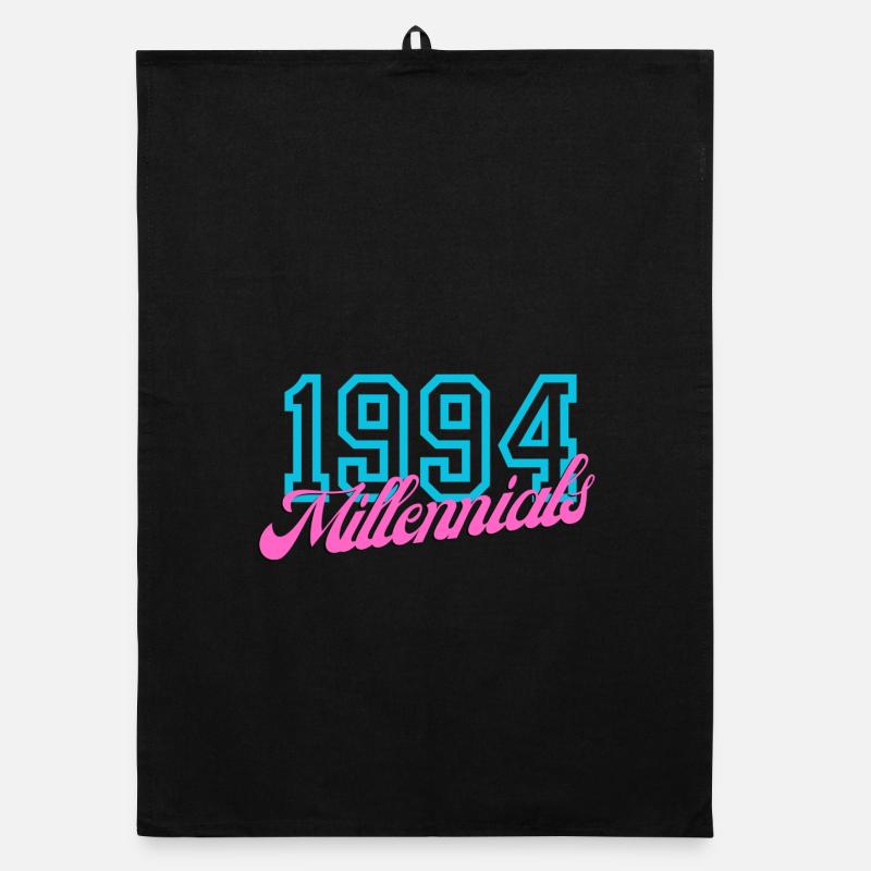 1994 Millennials Retro Datum Design - Organic Geschirrtuch - Schwarz