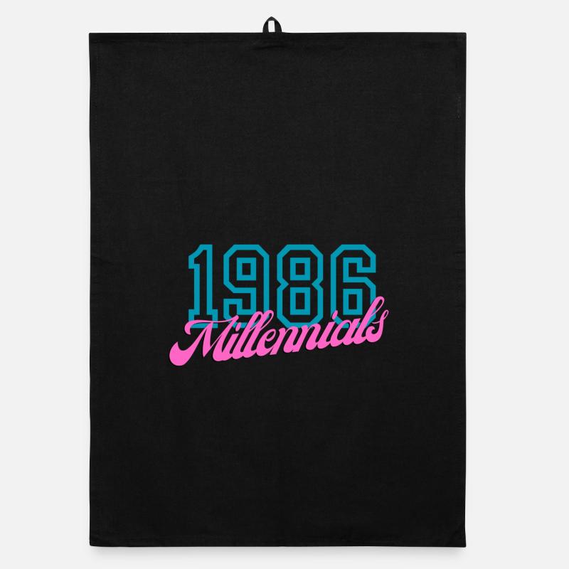 1986 Millennials Retro Numerisches Design - Organic Geschirrtuch - Schwarz