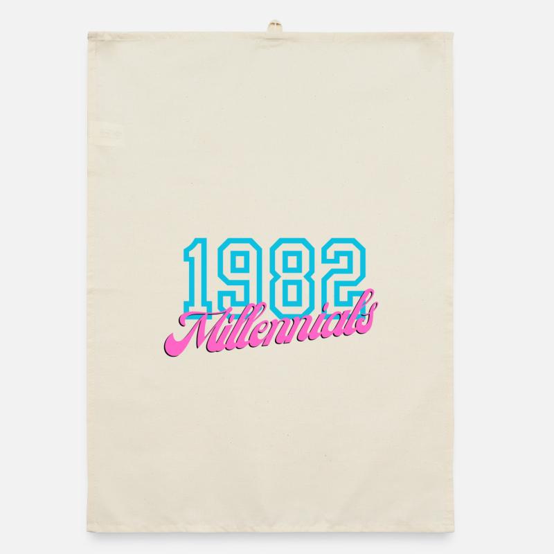 1982 Millennial Retro Numeric Design Organic dish towel