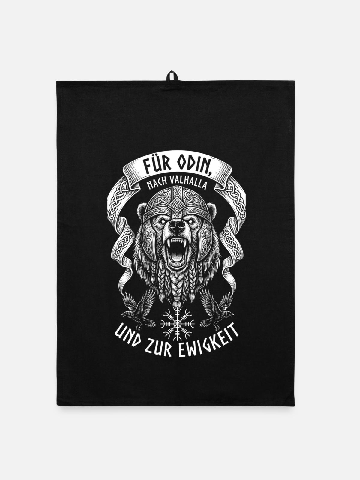 wikinger Odinbär Emblem - Organic Geschirrtuch - Schwarz - Vorne