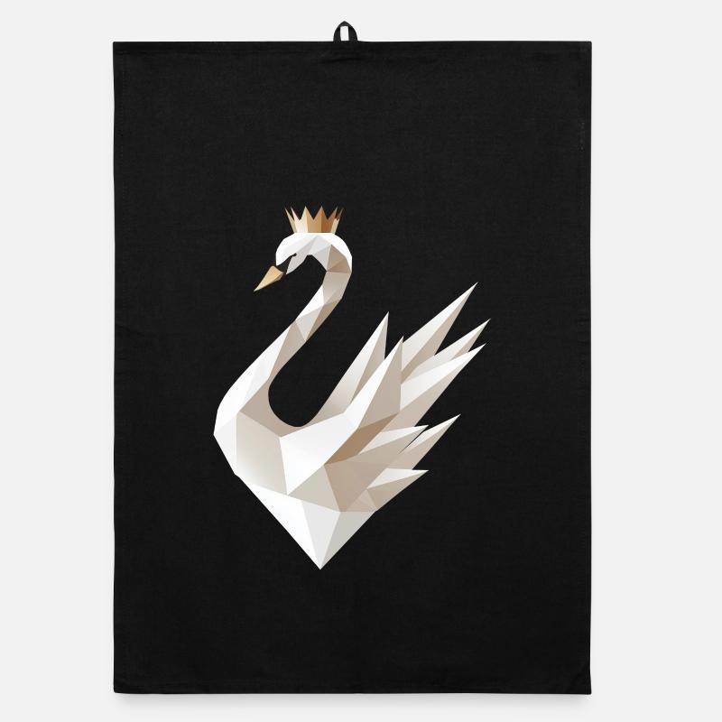 Geometric swan with crown motif Organic dish towel