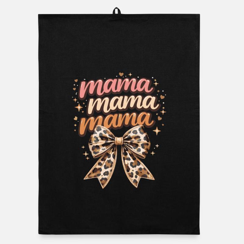 Mama Leopard Bow Retro Chic | Mama-Geschenk Organic Geschirrtuch