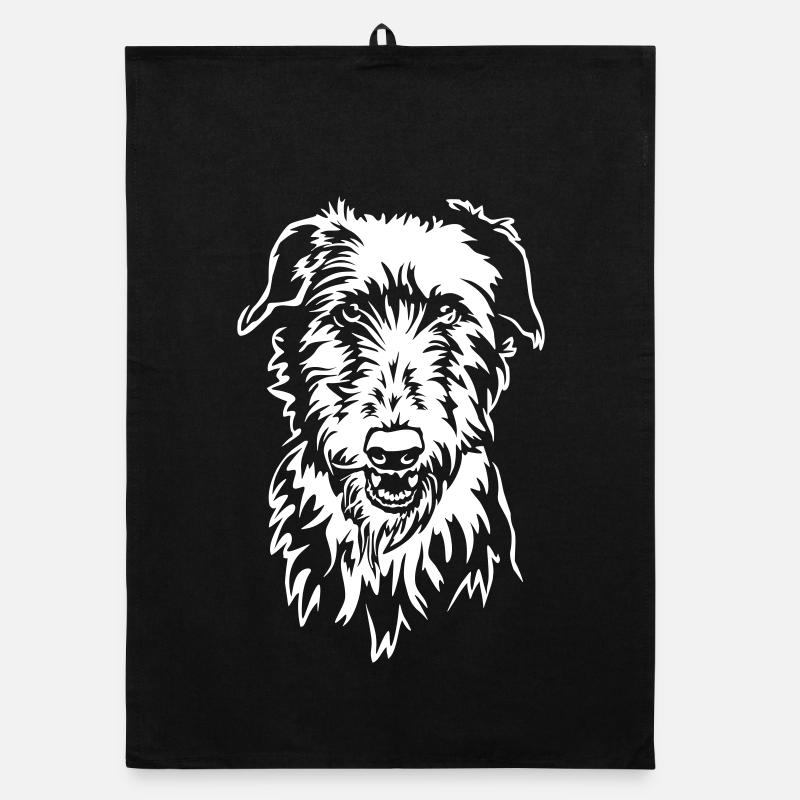 Tête de deerhound écossais « Black Edition » Torchon bio