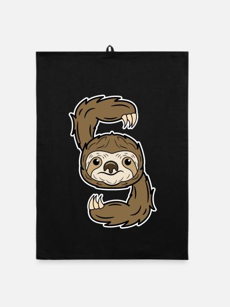 mammal animal sloth jungle dweller jungle dweller - Organic dish towel - black - Front