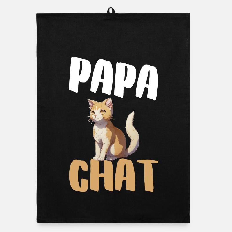Papa Chat: Chat orange et Typo Large Torchon bio