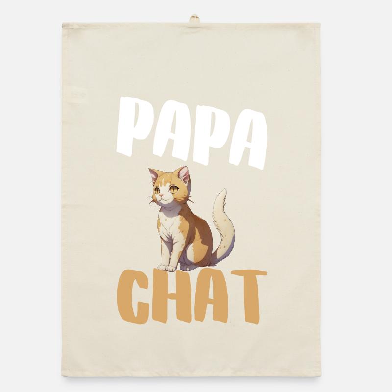 Papa Chat: Chat orange et Typo Large Torchon bio