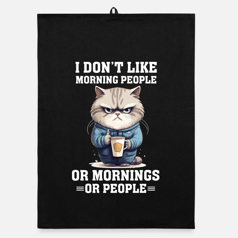 i dont like morning people Cat coffee - Organic Geschirrtuch - Schwarz
