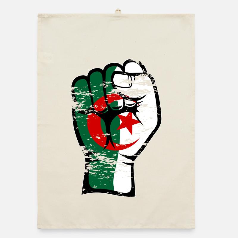 Drapeau de l’Algérie Poing Main Symbole utilisé Torchon bio