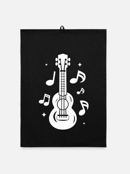 Ukulele - Organic dish towel - black - Front