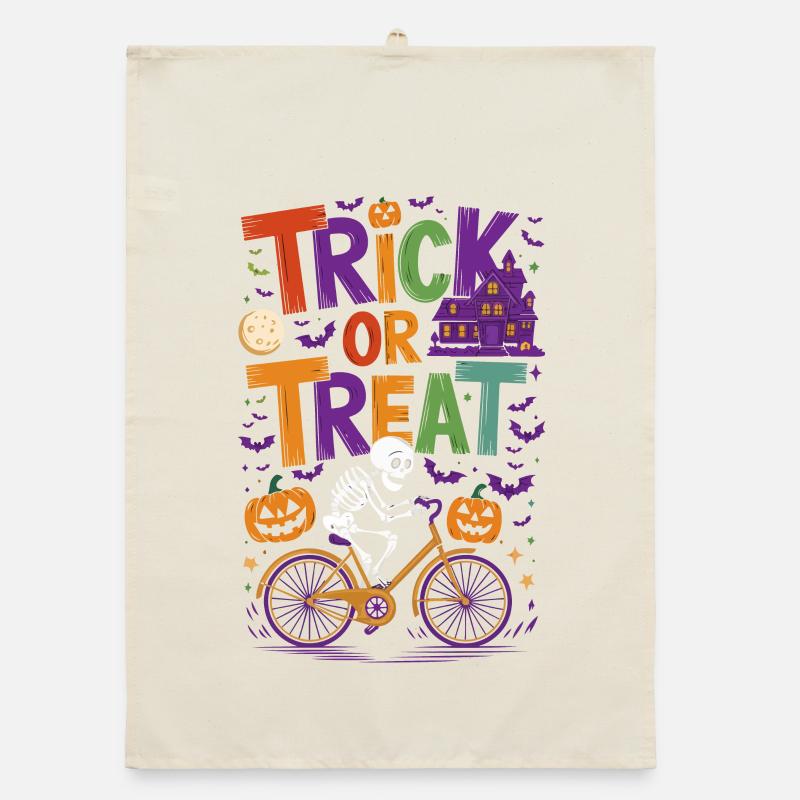 Aventure à vélo de chauve-souris squelette d’Halloween Torchon bio