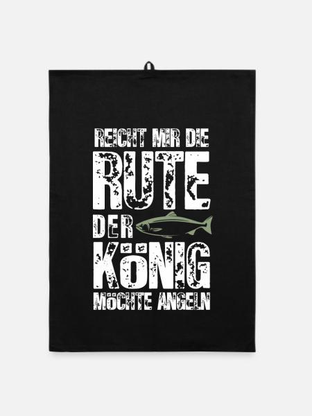 Reicht mir die Rute, der König möchte angeln - Organic Geschirrtuch - Schwarz - Vorne