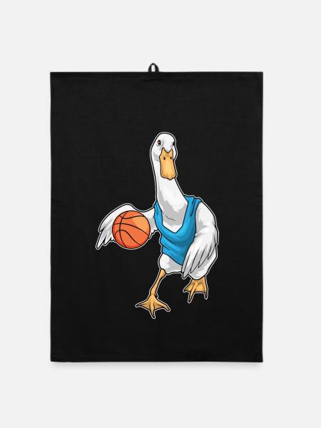 Canard Basketteur Joueur Basketball - Torchon bio - noir - Devant