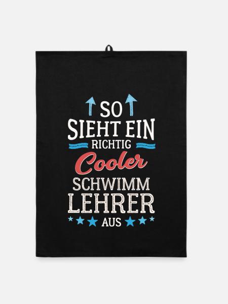 So sieht ein richtig cooler Schwimmlehrer aus - Organic Geschirrtuch - Schwarz - Vorne
