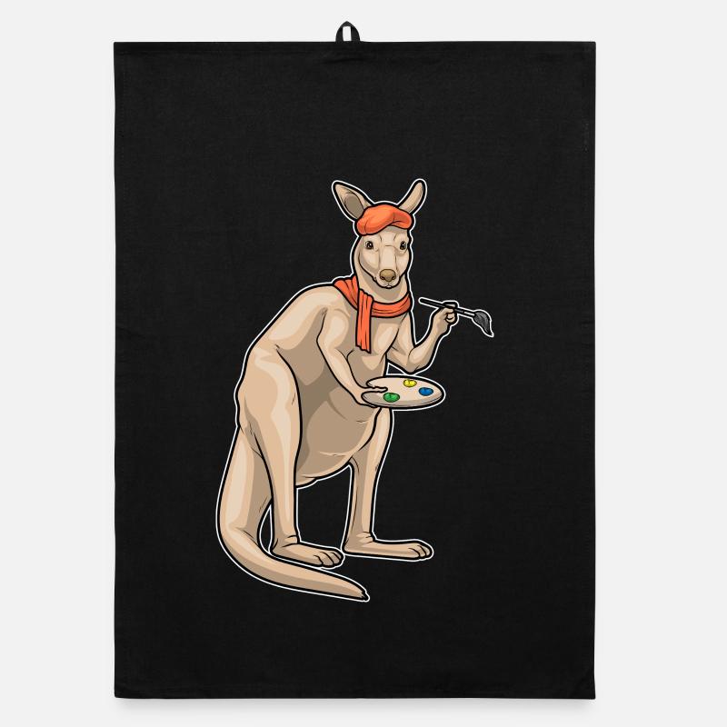 Kangaroo Painter Brush Painting Organic dish towel