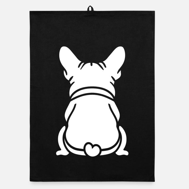 Bulldogge Illustration Herz sitzend Organic Geschirrtuch