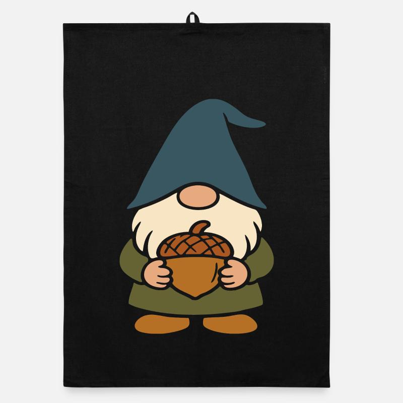 Gartenzwerg-Wichtel mit Eichel Motiv für'n Herbst Organic Geschirrtuch