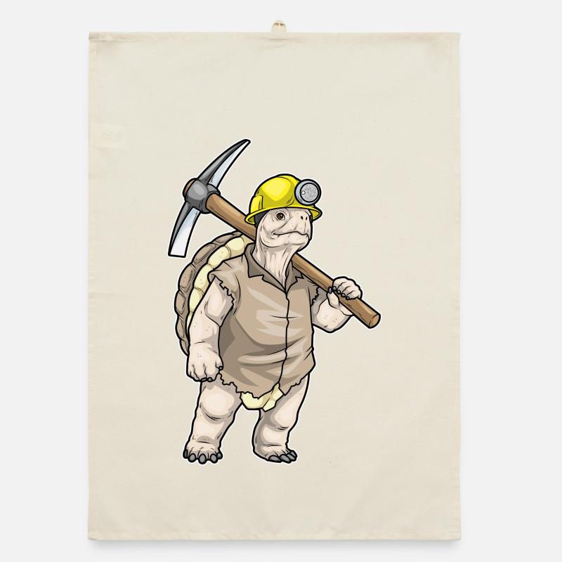 turtle miner pickaxe mining Organic dish towel