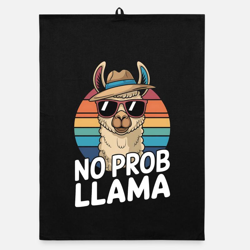 No Prob Lama Retro Sunburst Design Torchon bio