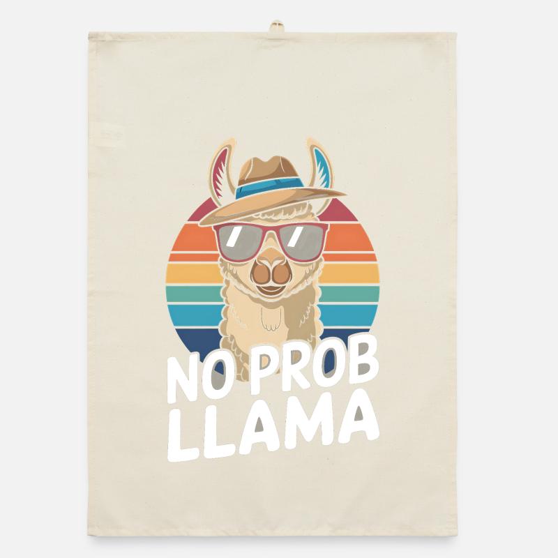 No Prob Lama Retro Sunburst Design Torchon bio