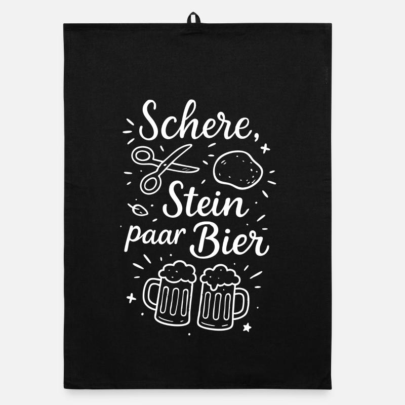 Schere Stein ein Bier – Party & Bier Spruch Organic Geschirrtuch