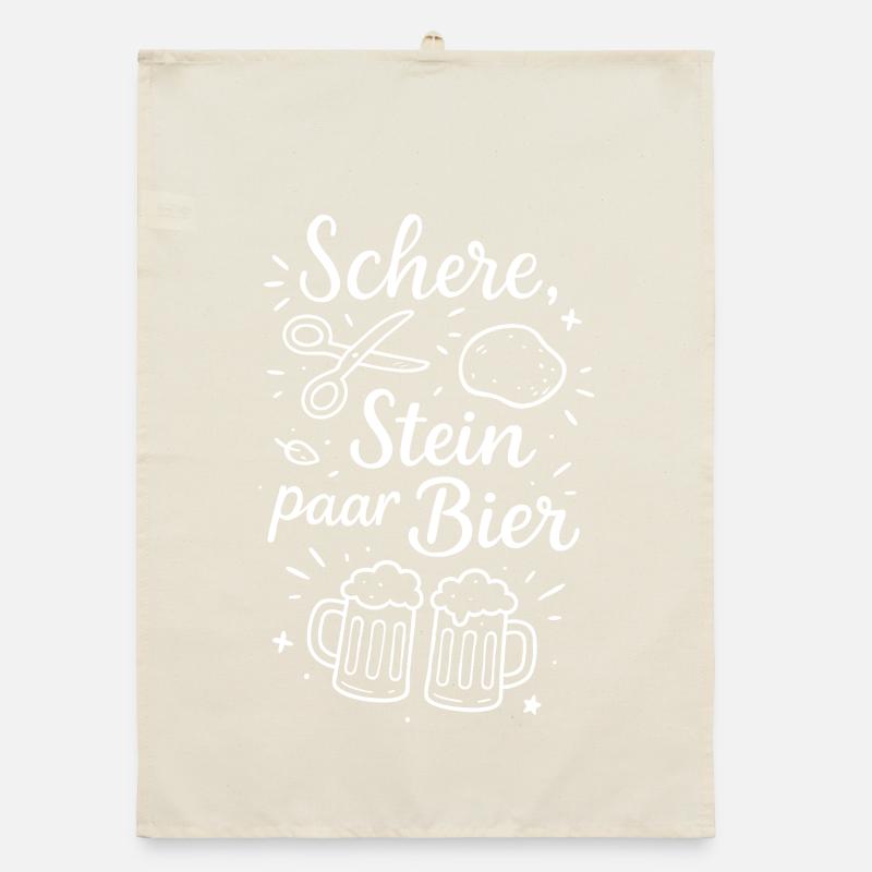 Schere Stein ein Bier – Party & Bier Spruch Organic Geschirrtuch