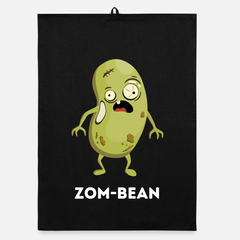 Zom-bean – Funny Zombie Bean Pun Organic dish towel