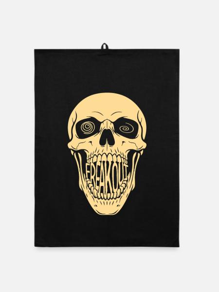 Freak Out Skull - Organic dish towel - black - Front
