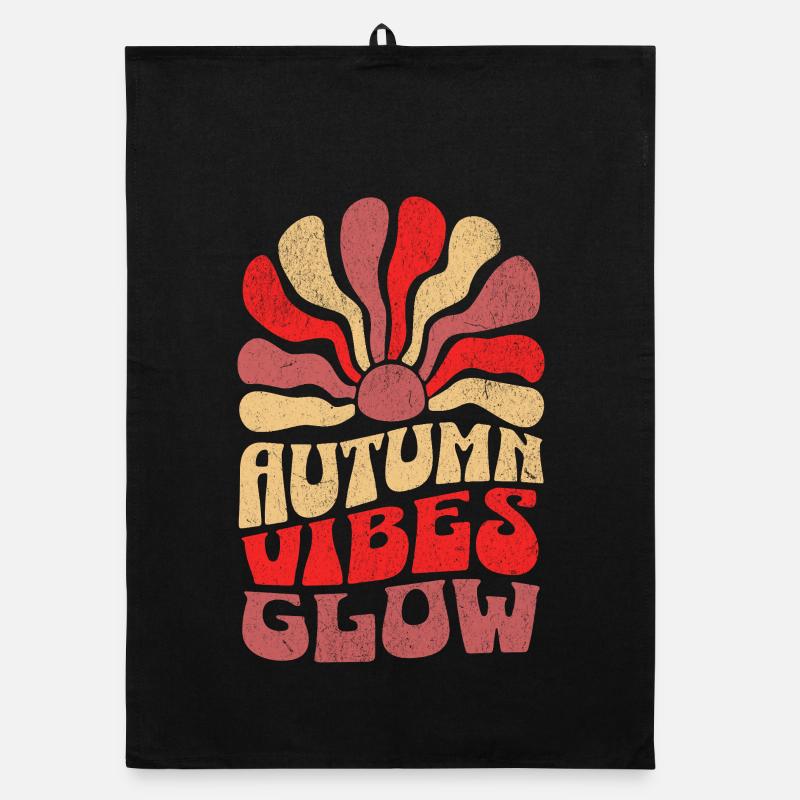 Autumn Vibes Glow - Organic Geschirrtuch - Schwarz