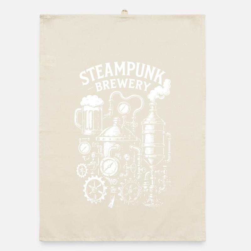 Steampunk Brewery gift Organic dish towel