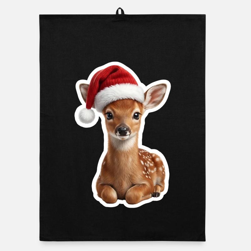Faon timide dans la forêt de Noël Torchon bio