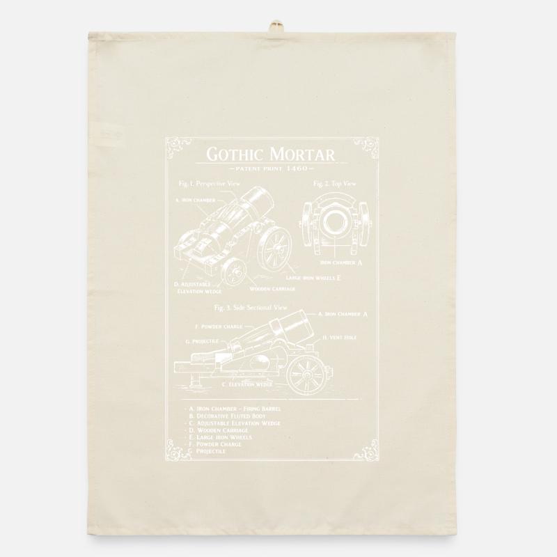 Gothic Mortar Blueprint Organic dish towel