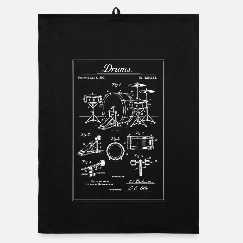 Vintage-Trommelset-Bauplan Organic Geschirrtuch