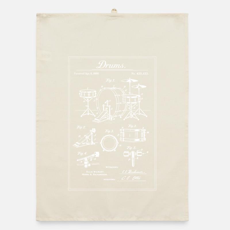 Vintage-Trommelset-Bauplan Organic Geschirrtuch