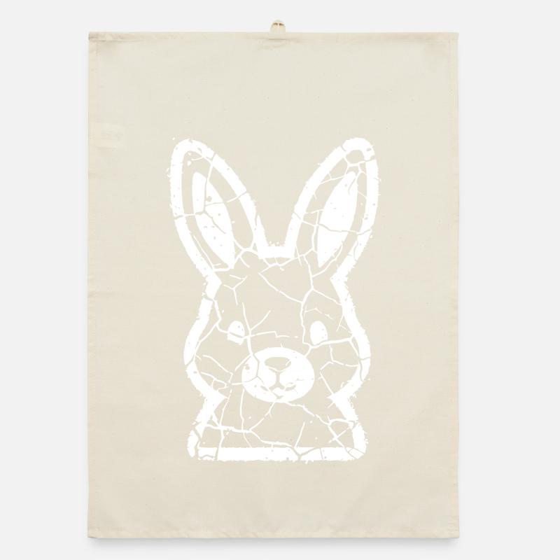 Bunny Head Grunge Vintage Easter Vector Organic dish towel