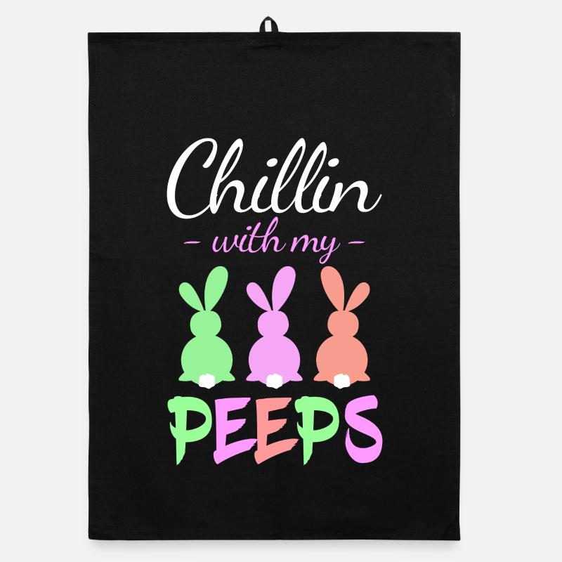Chillin avec Peeps Pastel Bunnies Torchon bio