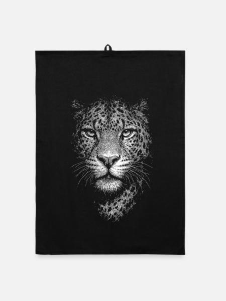Leopard - Organic Geschirrtuch - Schwarz - Vorne