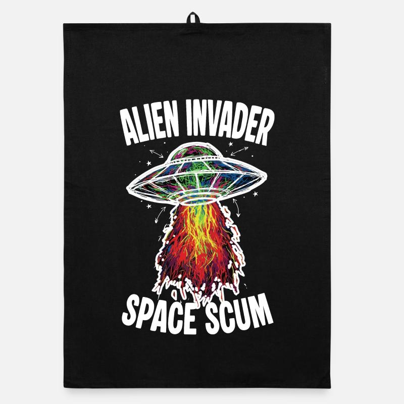 UFO Alien Invader Space Scum Scribble Organic dish towel