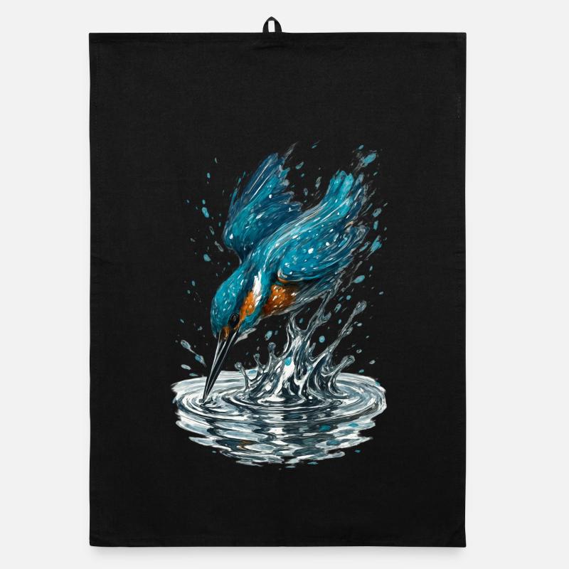 Kingfisher in action Organic dish towel