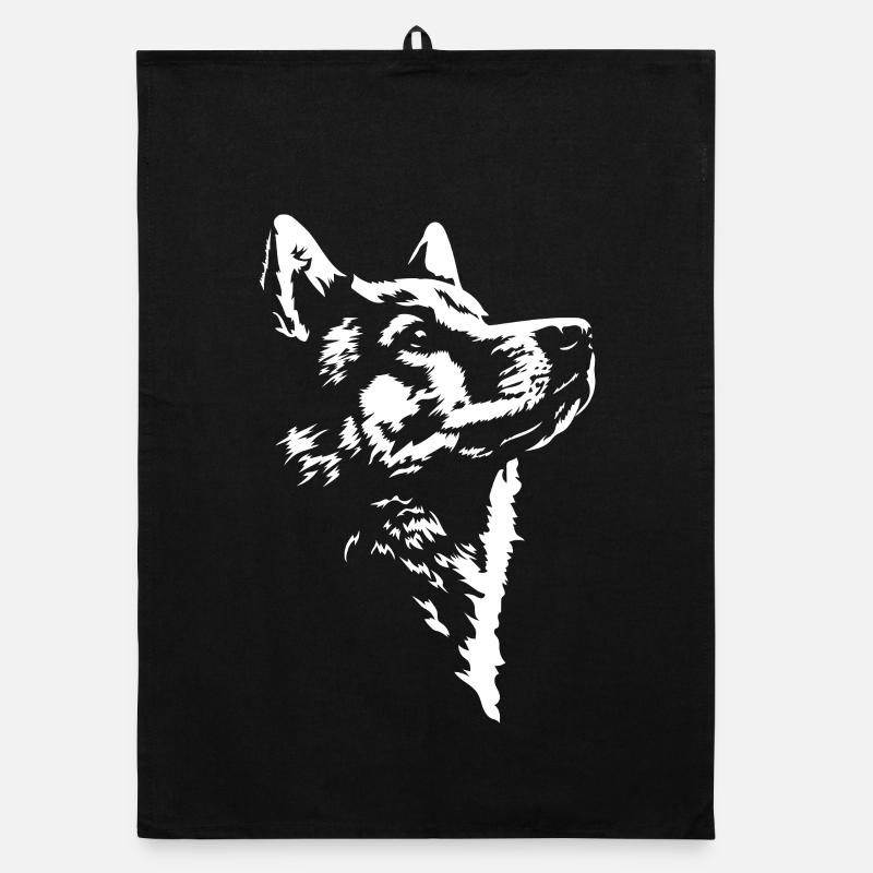 Finnish Spitz Silhouette Hunde Hund Wilsigns Organic Geschirrtuch