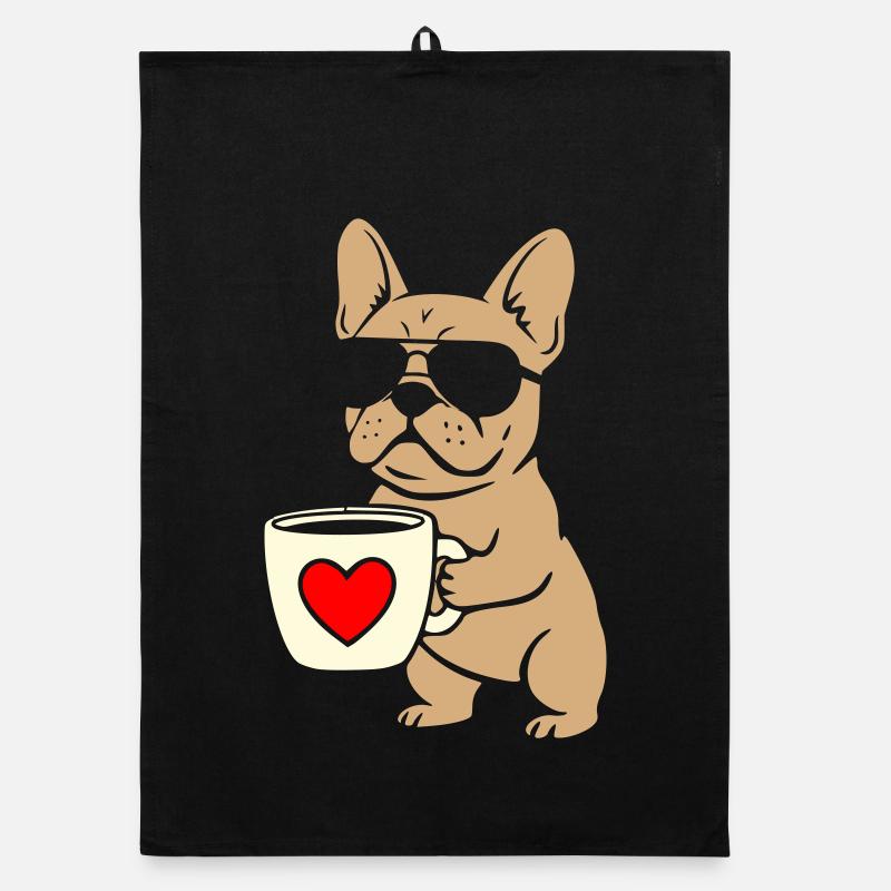 Frenchie Kaffee Flat Design Organic Geschirrtuch