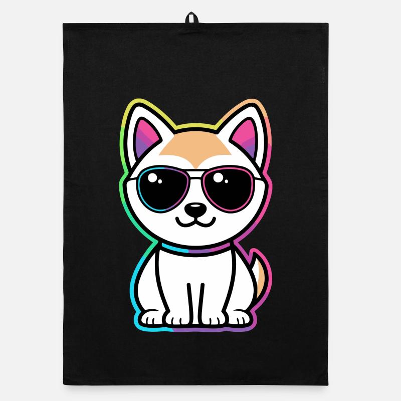 Cat Neon Rainbow Glasses Organic dish towel