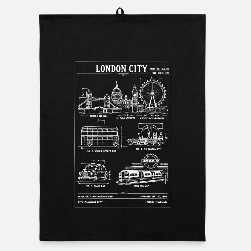 London Skyline Blueprint Tee Organic dish towel