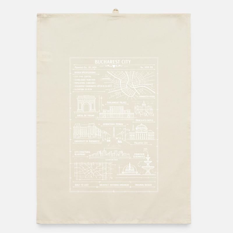 Bucharest City Line Map Organic dish towel