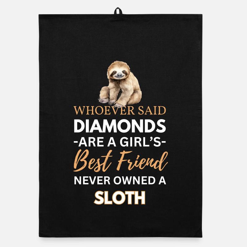 Sloth Friend - Cute Hanging Sloth Illustration Organic dish towel