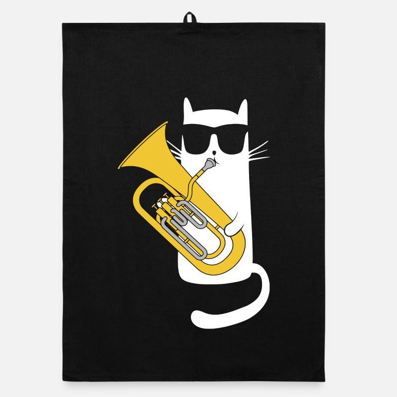 Baritonhorn - Coole Katze mit Sonnenbrille Organic Geschirrtuch