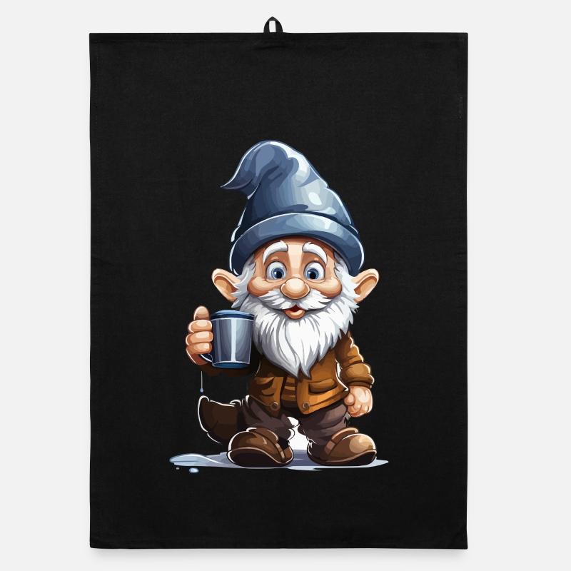 Gnome avec une tasse à café Torchon bio
