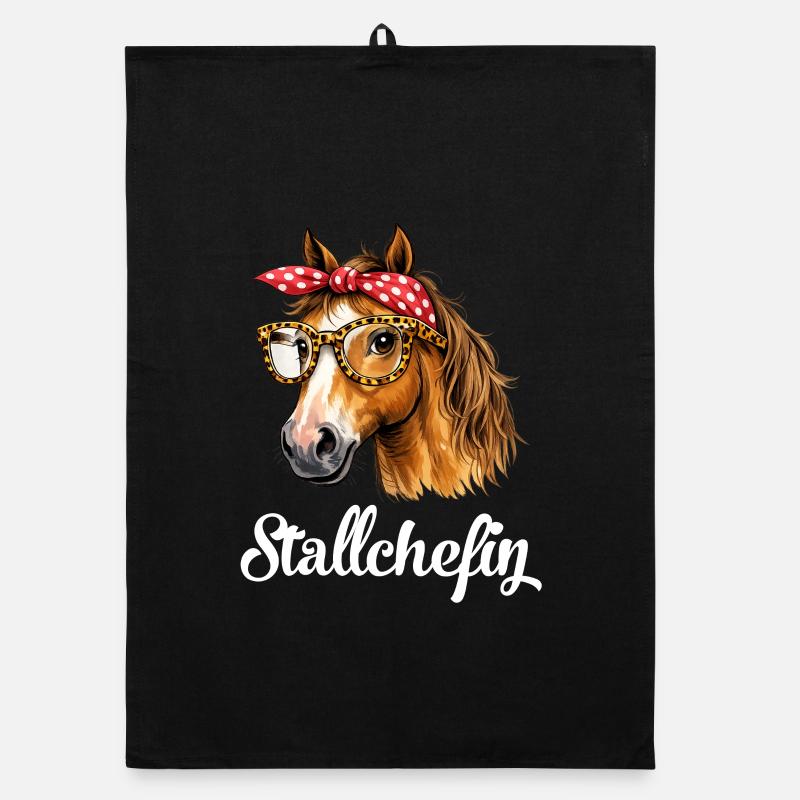 Stallchefin Pferd Stall lustig Organic Geschirrtuch