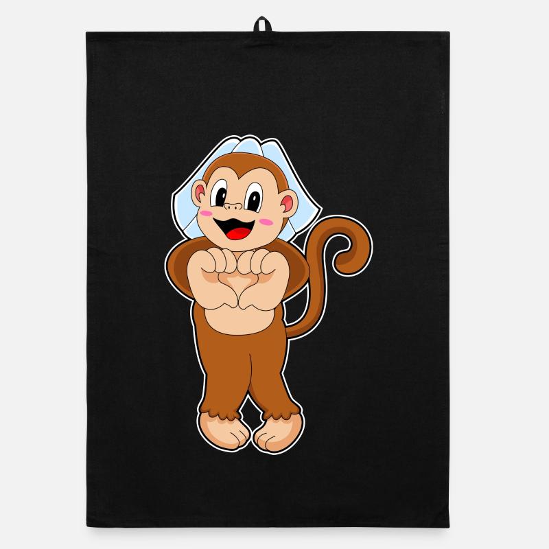 Monkey Bridal Veil Wedding Organic dish towel