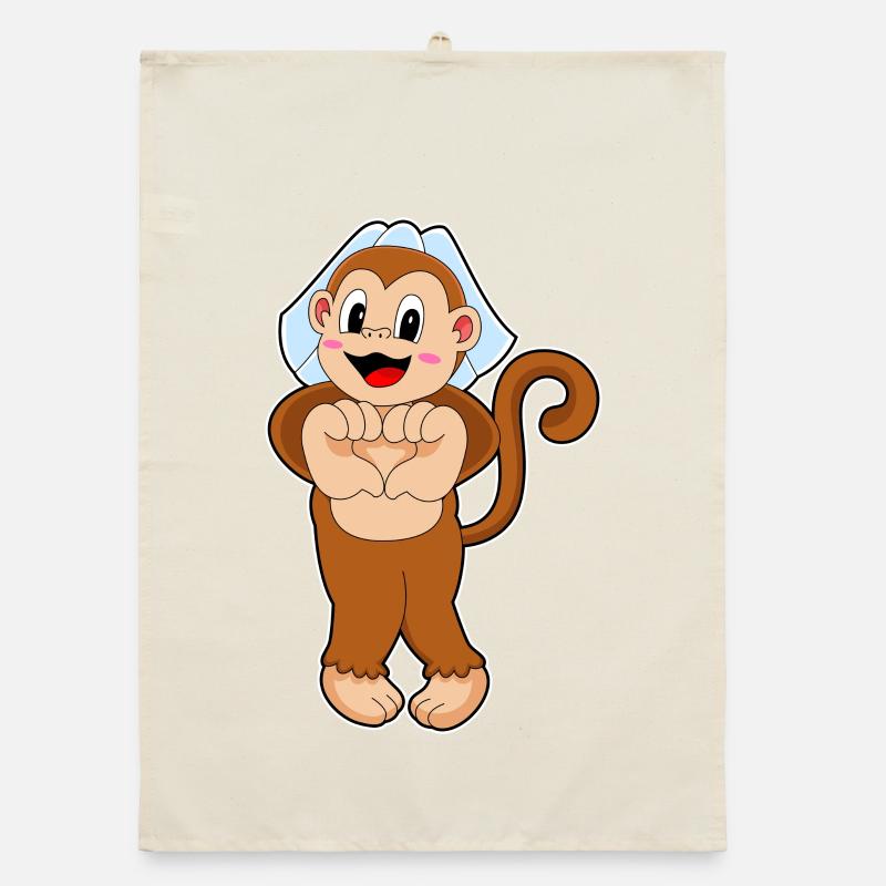 Monkey Bridal Veil Wedding Organic dish towel